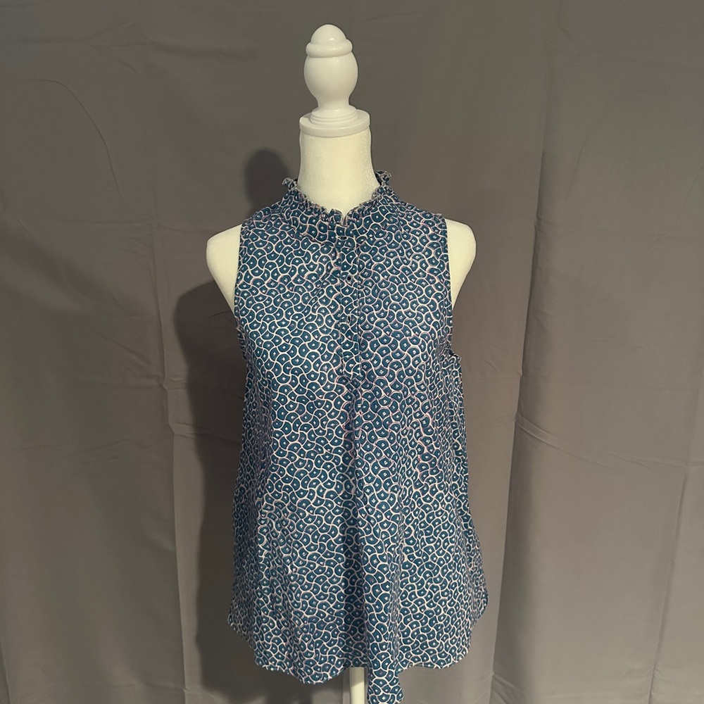Chic Blue Patterned Blouse